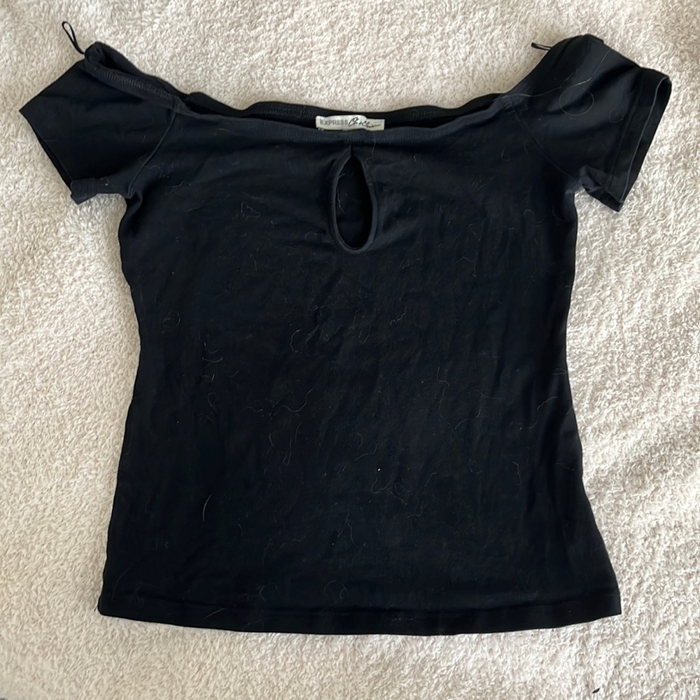 Black off the shoulder T-shirt